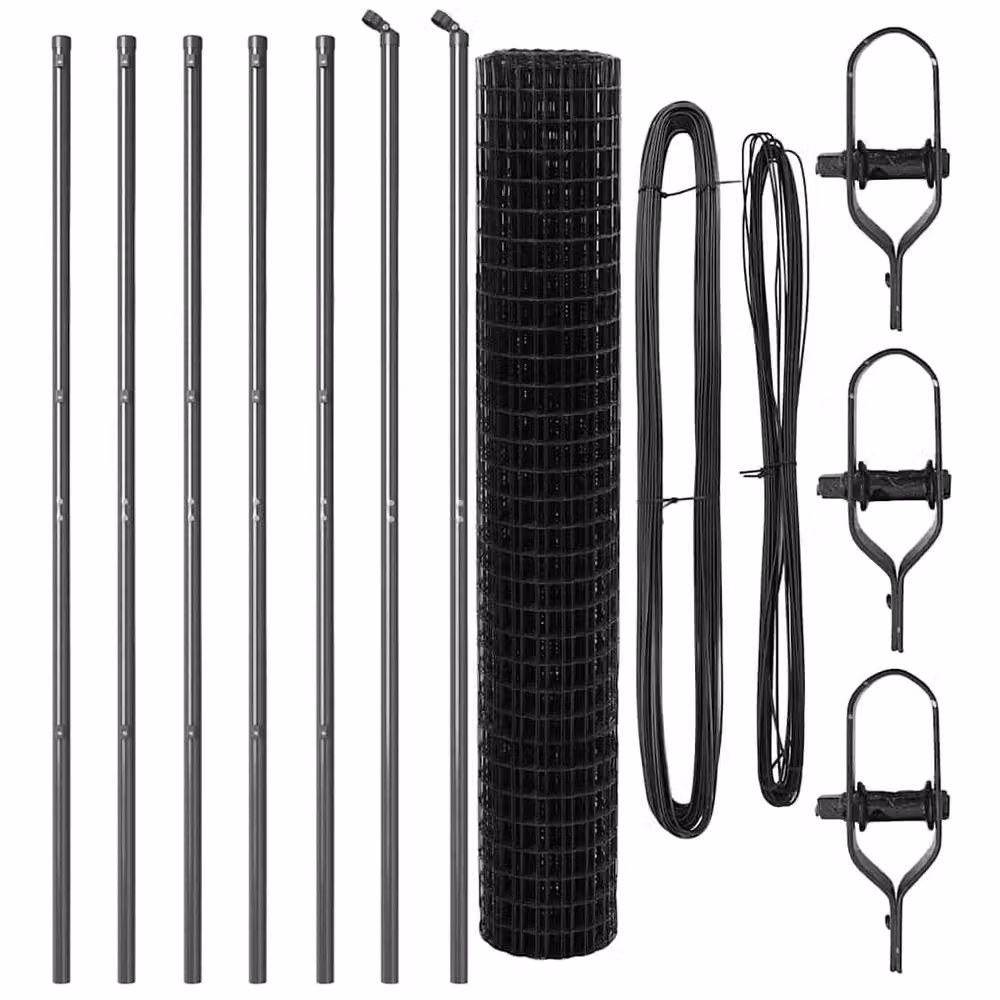 Berkfield Home Euro Fence with 7 Posts, Galvanised Steel, Dark Grey, W: 10 m, H: 1.6 m – 3