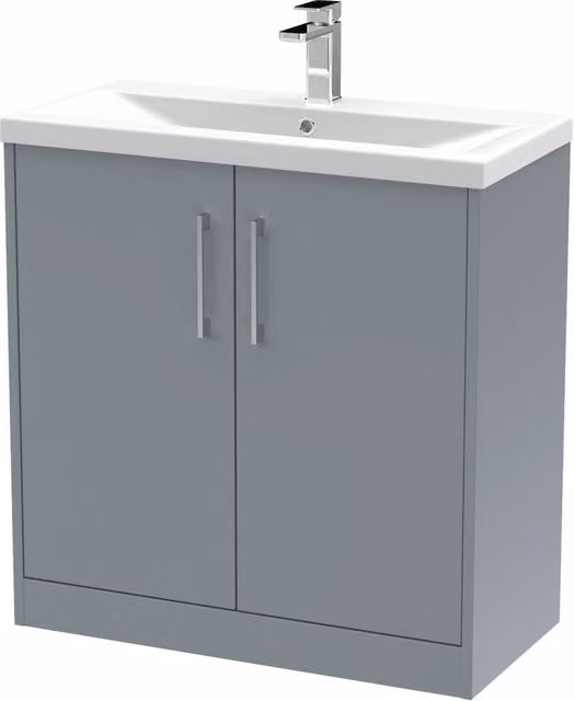 Balterley Winshill Contemporary 2 Door Floor Standing Bathroom Vanity Basin Unit, Grey, W: 80 cm, H: 84.3 cm