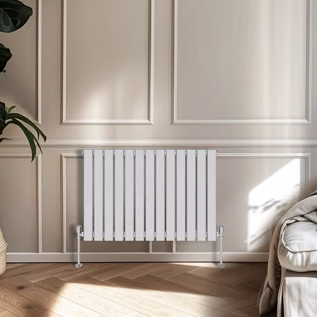Single Panel Flat Panel Horizontal Radiator in Chrome, Height: 60 cm, Width: 88.4 cm