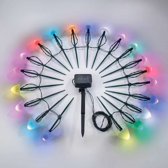Gainsborough Solar Mushroom String Lights with Colour Changing RGB LED, Multicolour