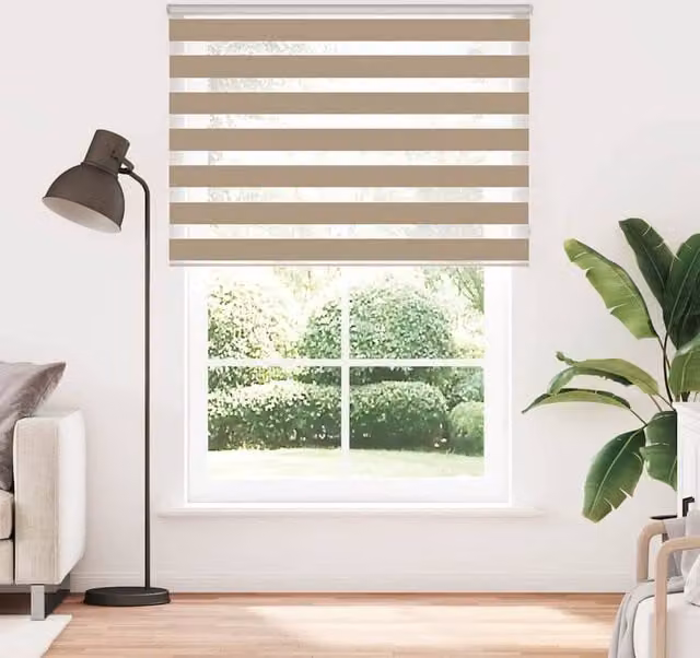 Berkfield Home Zebra Blind in Sand Brown, W: 155 cm, H: 200 cm