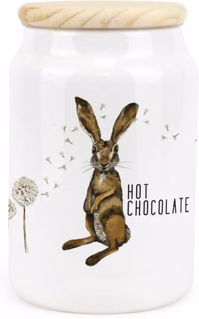 Purely Home Ceramic Hot Chocolate Storage Canister in Brown and White