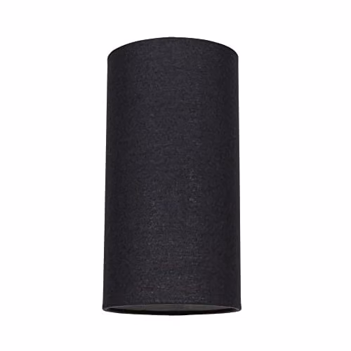 Happy Homewares Black Linen Fabric Cylindrical Lamp Shade with Reducer Ring, Height: 25 cm, Diameter: 13 cm