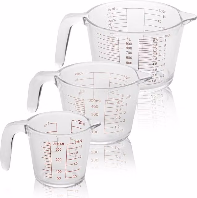 Maison & White Set of 3 Round Glass Measuring Jugs, Transparent