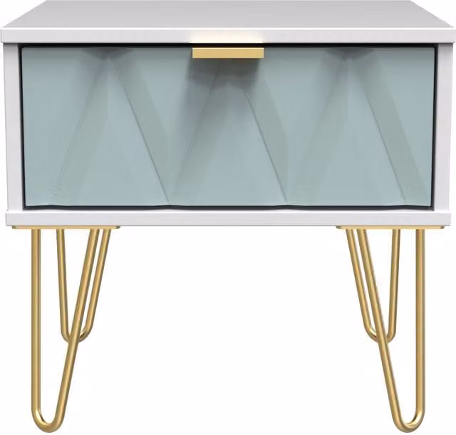 Ready Assembled 2 U Dallas 1 Drawer Bedside Table in Duck Egg Blue and Gold – 1