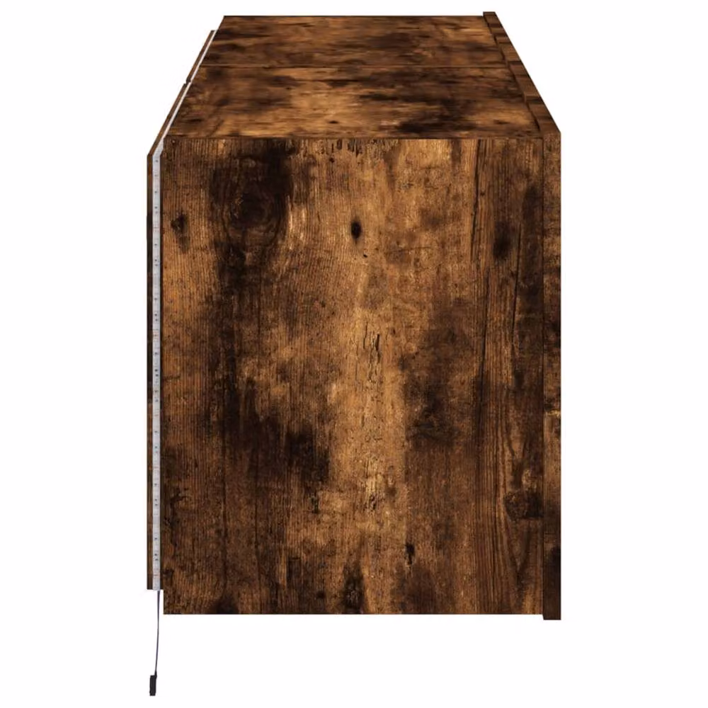 Berkfield Home Set of 2 Modern Wall Mounted TV Cabinets with Integrated LED Lights in Smoked Oak Brown, W/D/H: 60 x 35 x 41 cm – 7