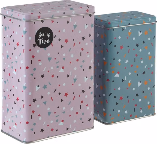 Orsina Pink Floral Design Set of 2 Storage Canisters