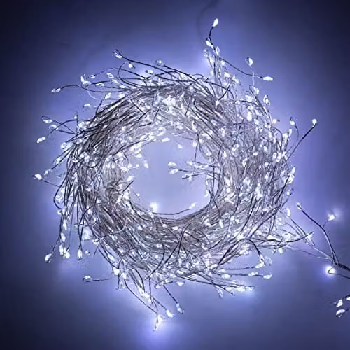 The Christmas Workshop Micro LED Cluster String Lights with Timer, 480 Bright White Lights on Silver Copper Wire for Indoor and Outdoor Use – 1