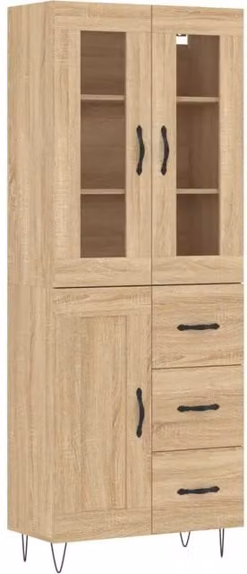 Berkfield Home Sonoma Oak Highboard in Tan, W/D/H: 69.5 x 34 x 180 cm – 1