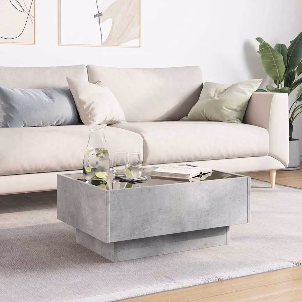 Berkfield Home Decorative LED Coffee Table in Concrete Grey, W: 70 cm, D: 50 cm, H: 30 cm – 2