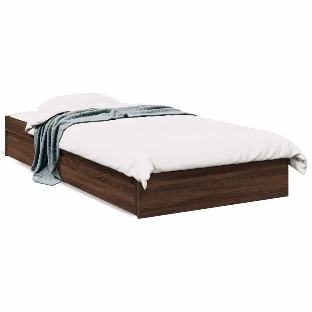 Berkfield Home Small Single Bed Frame with Drawers in Brown Oak – 2