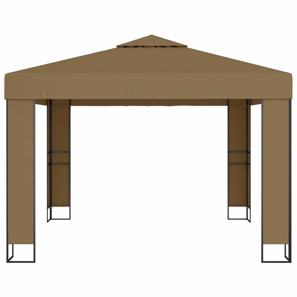 Berkfield Home Double Roof Gazebo in Beige, W/D/H: 3 x 3 x 2.7 m – 3