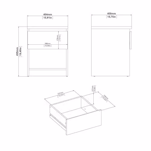 Furniture To Go Naia Bedside Cabinet with 1 Drawer and 1 Shelf in Black Matt – 3