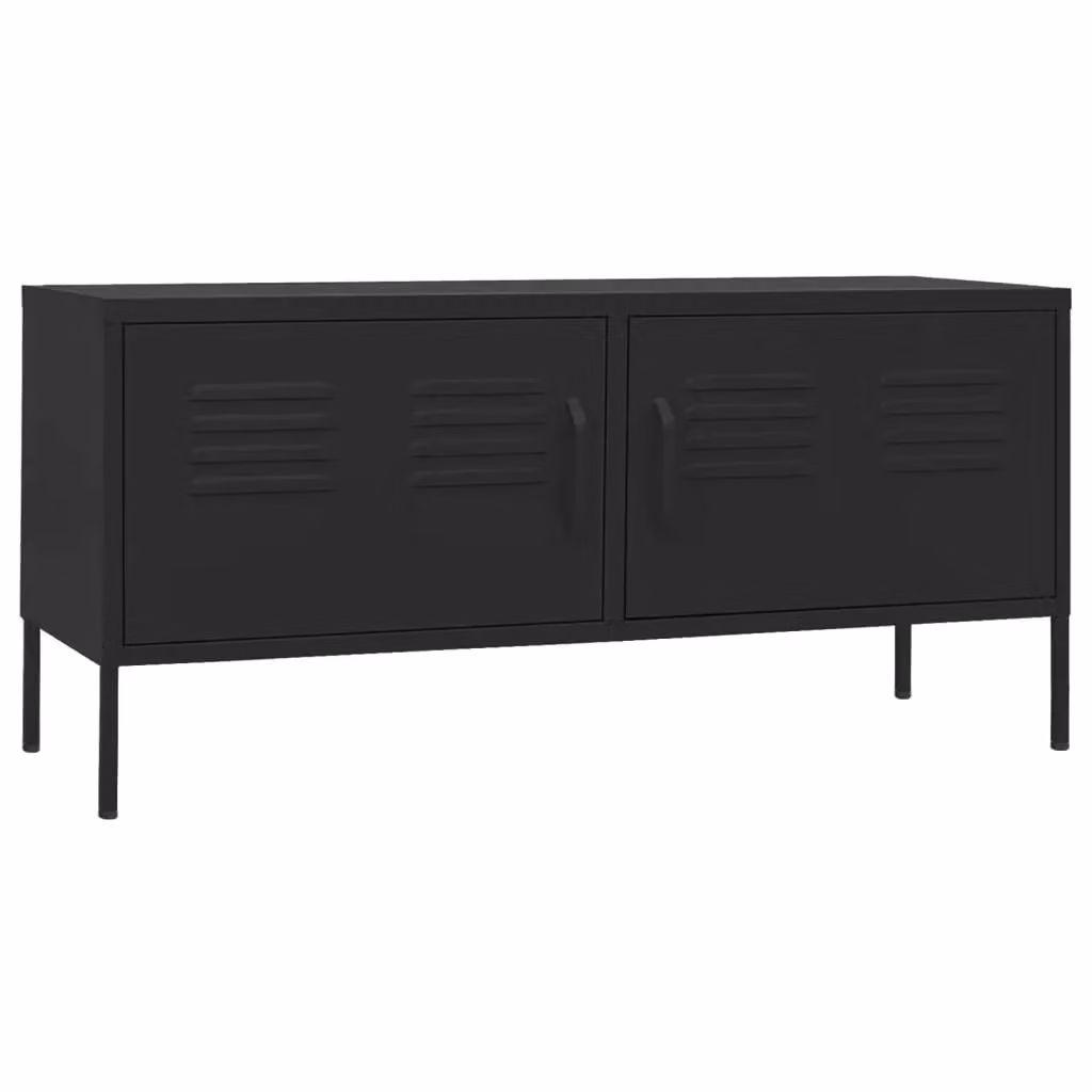 Berkfield Home Black Metal TV Cabinet with Grommet W/D/H: 105 x 35 x 50 cm – 2