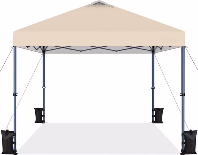 Yaheetech Heavy Duty Freestanding Outdoor Canopy Tent with UPF 50+ Polyester Cover and Steel Frame, Beige/White, W: 300 cm, D: 300 cm, H: 190 cm