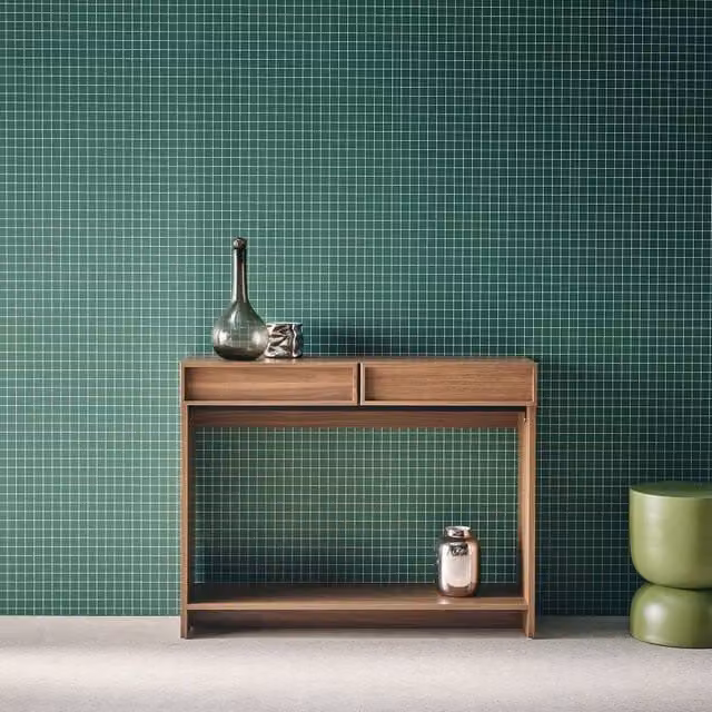 sweeek Modern Wood Effect Console Table with 2 Drawers and Shelf in Dark Brown Walnut, W/D/H: 80 x 33 x 78 cm