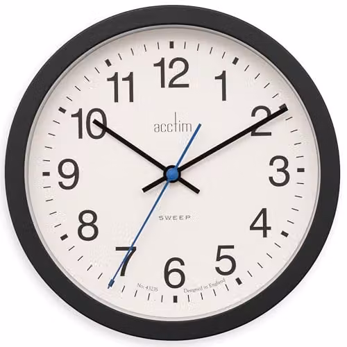 Acctim Silent Analog Quartz Wall Clock in Black, Diameter: 20 cm – 1