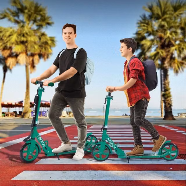 Arebos Foldable Kick Scooter, Green