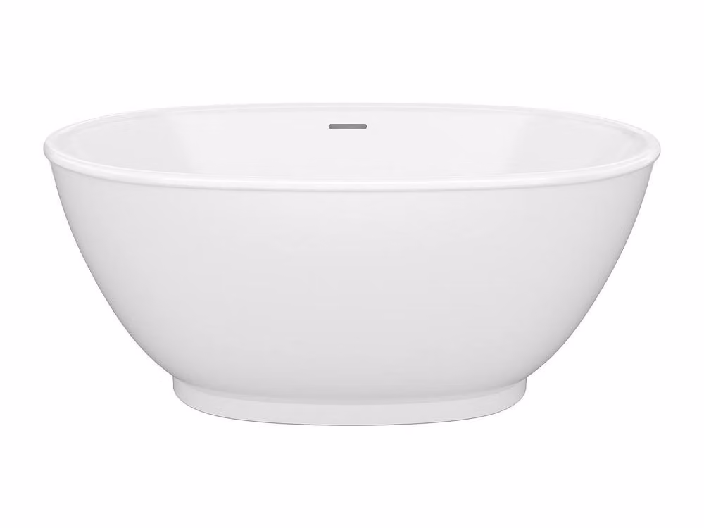 Vente-unique Oval Freestanding Acrylic Bathtub in Gloss White, W/D/H: 130 x 70 x 57 cm – 2