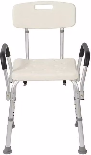 PAWNORA Adjustable Shower Bath Chair with Arms in White – 1