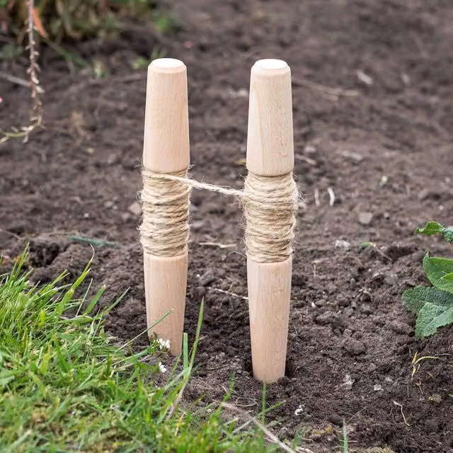Nutscene Brown Ash Wooden Plant Stakes with 13m Natural Twine
