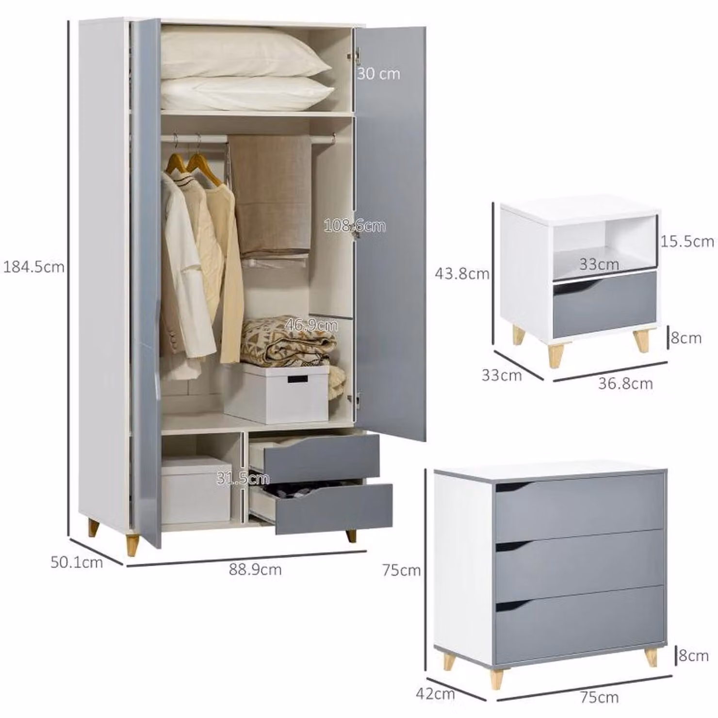 Chilli Seating Modern Grey Bedroom Furniture Set – 2