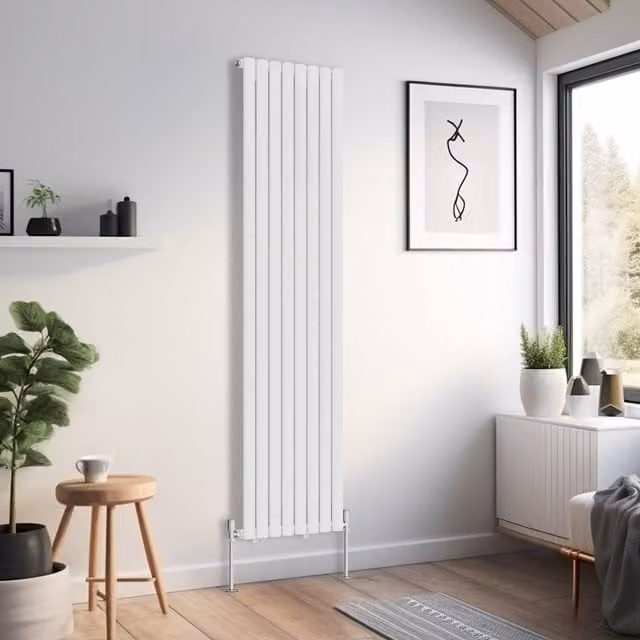 Right Radiators Oval Single Panel Vertical Radiator in White, Height: 180 cm, Width: 47.2 cm