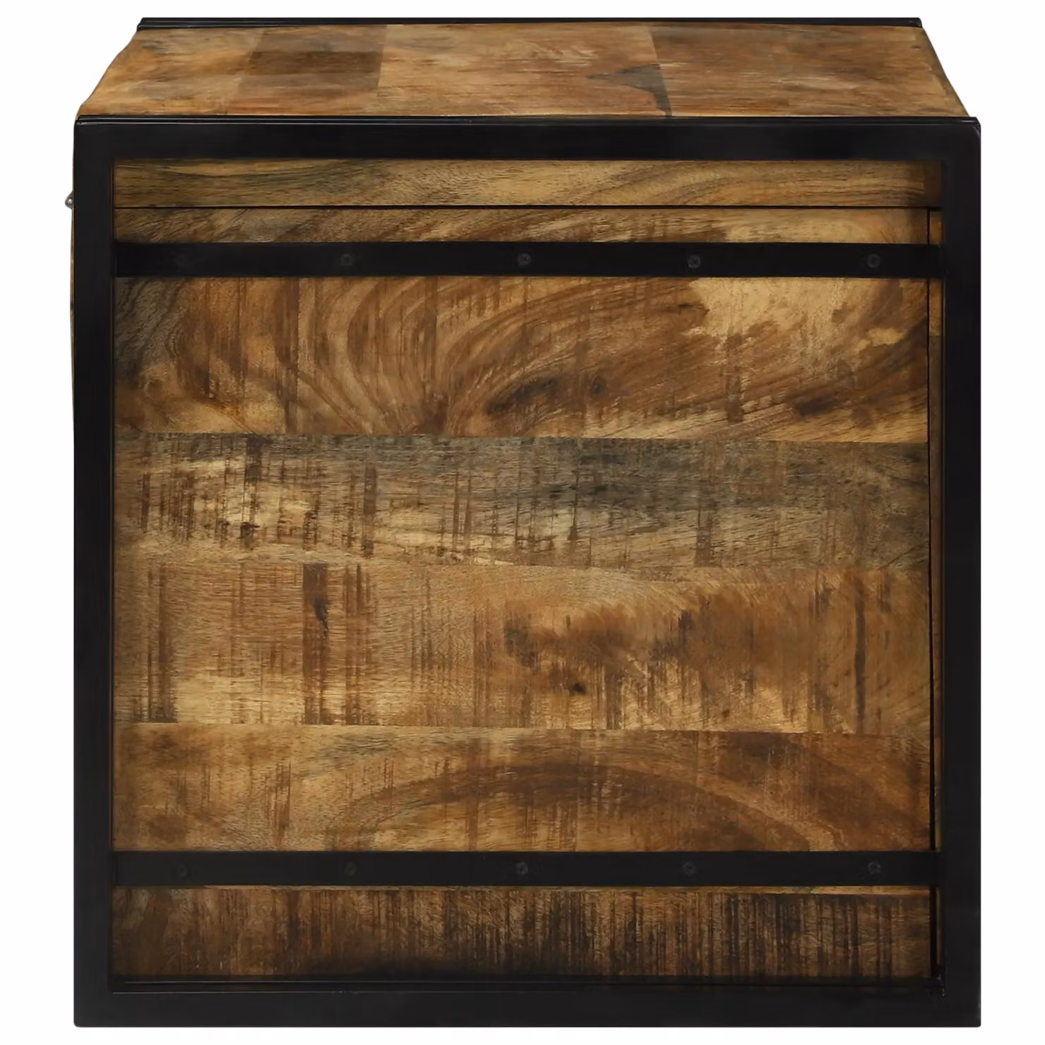 Berkfield Home Industrial Mango Wood Storage Box in Brown and Black, W/D/H: 80 x 50 x 50 cm – 4