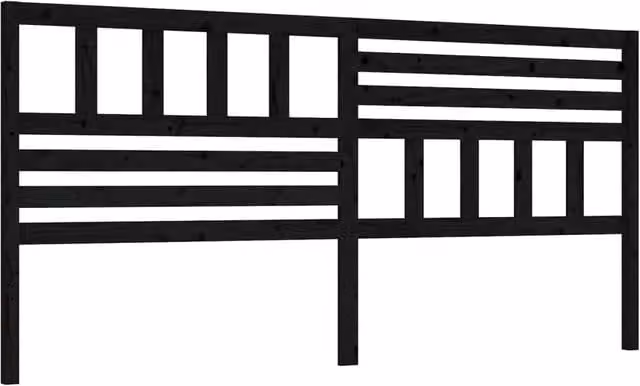 Berkfield Home Black Solid Pine Wood Bed Headboard, W: 186 cm, D: 4 cm, H: 100 cm – 1