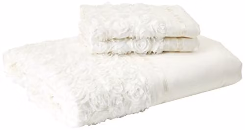 Rapport Home Raised Rose & Ribbon Floral Duvet Cover and Pillowcase Set in Beige and White, W/D/H: 200 x 220 cm and 50 x 75 cm