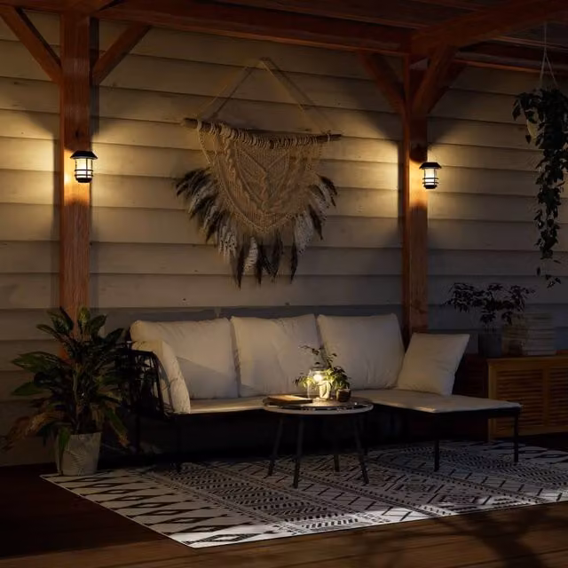Berkfield Home Solar Outdoor Wall Lanterns, 4 Pack, Warm White Flickering Flame, Black – 1