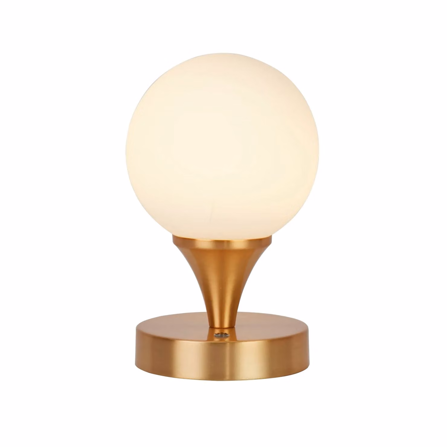 Lighting Collection Rechargeable Dimmable White Opal Glass Table Lamp in Gold and Brass – 2