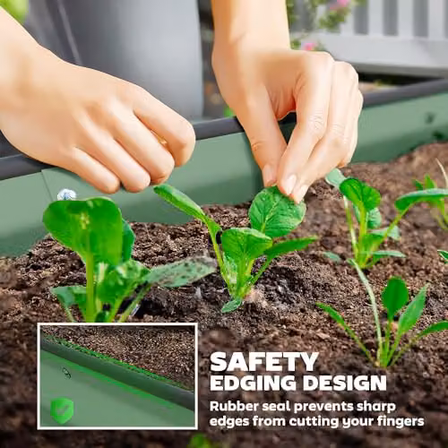 Outsunny Set of 2 Green Metal Raised Beds for Garden, W/D/H: 181 x 93 x 30 cm – 4