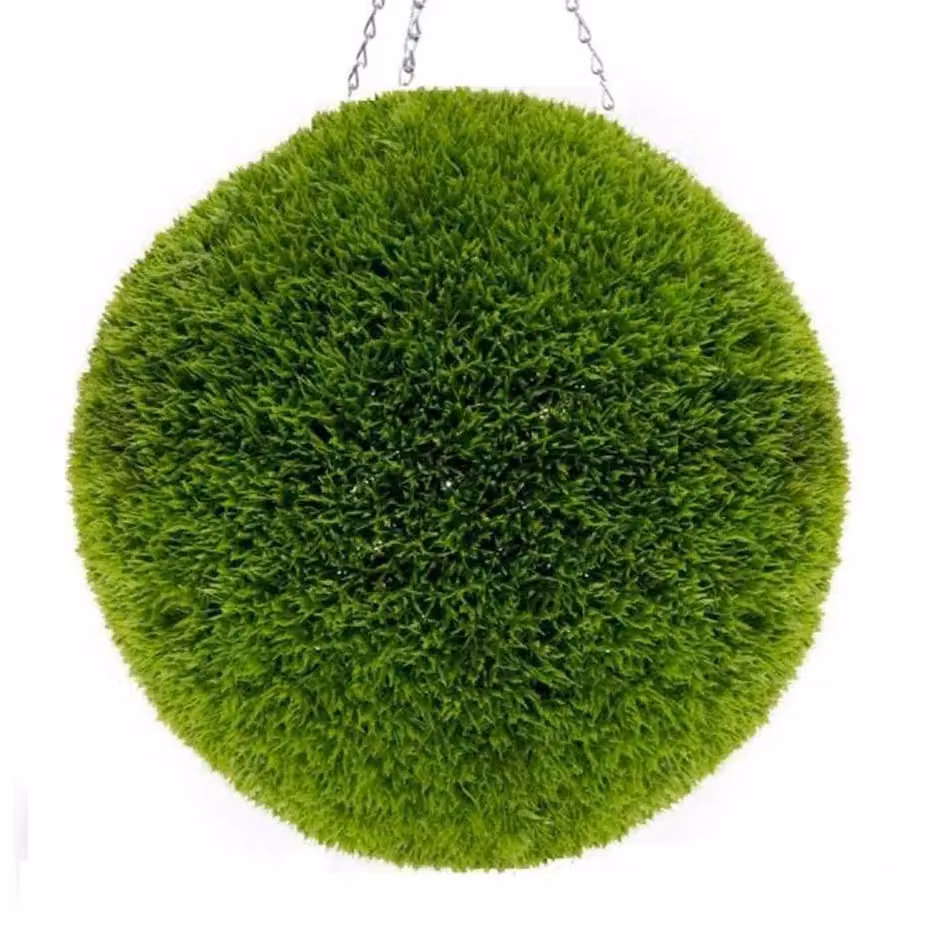 Primrose Green Artificial Grass Effect Hanging Topiary Ball with Chain, Diameter: 38 cm – 4