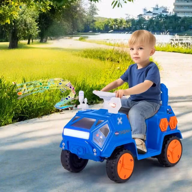 Costway Kids Electric Ride on Car with Light and Sound, Blue