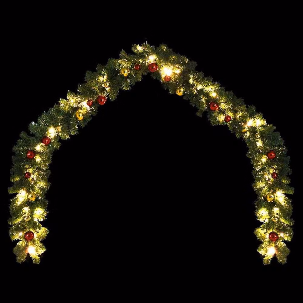 Berkfield Home Christmas Garland with Multicolour Baubles and Warm White LED Lights, Green, 10 m – 4