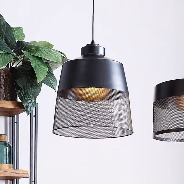 Wyld and Coco Black Metal Mesh Industrial Pendant Lamp – 1