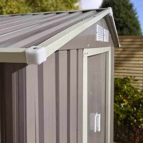Rowlinson Trentvale 6x4 Metal Apex Shed in Light Grey with Foundation Kit and Double Doors – 3
