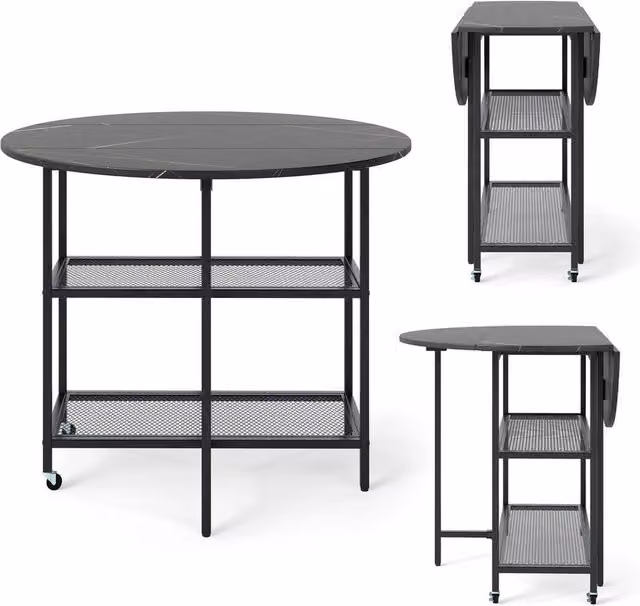 Kelvenix Modern Round Dining Table in Black Matt Metal, Diameter: 100 cm, Height: 80 cm – 1