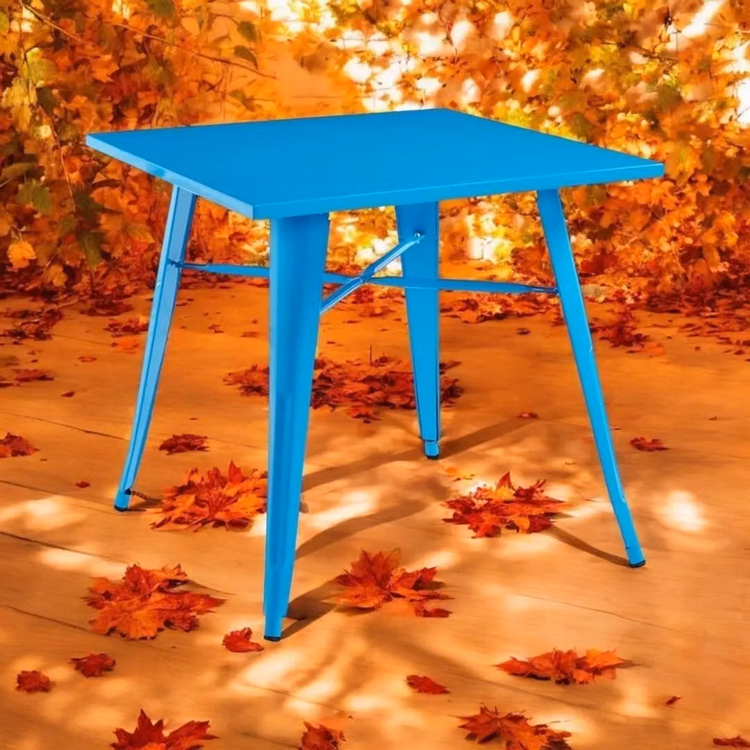 Minster Blue Metal Garden Bar Table W80 x D80 x H76 cm – 2