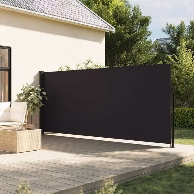 Berkfield Home Retractable Side Awning in Black, Wall-Mounted Polyester, W/H: 500 x 160 cm