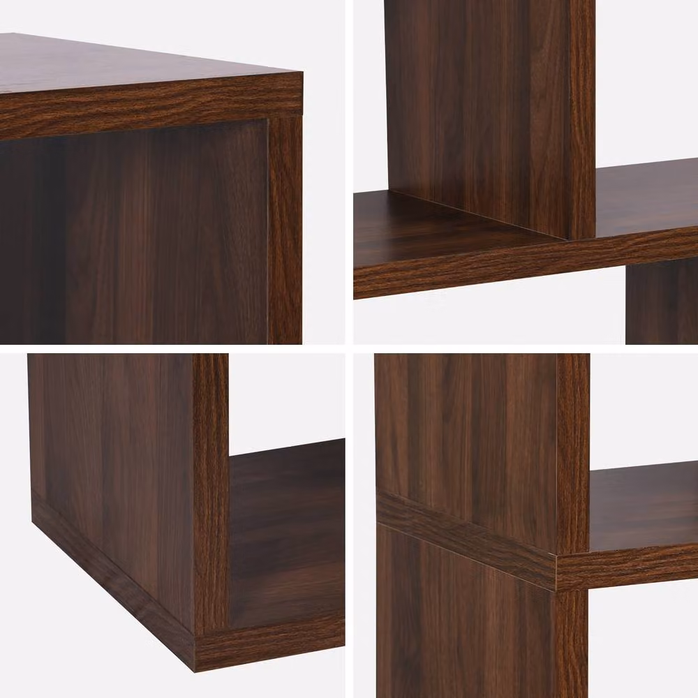 sweeek 5-tier Asymmetrical Bookshelf with 10 Compartments in Dark Brown, H 190.0 x W 111.2 x D 39.0 cm – 2
