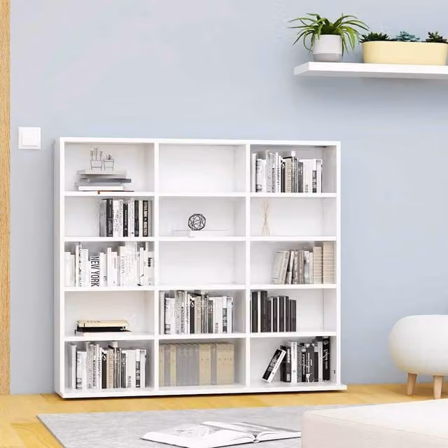 Berkfield Home White CD Cabinet in MDF, W/D/H: 102 x 23 x 89.5 cm