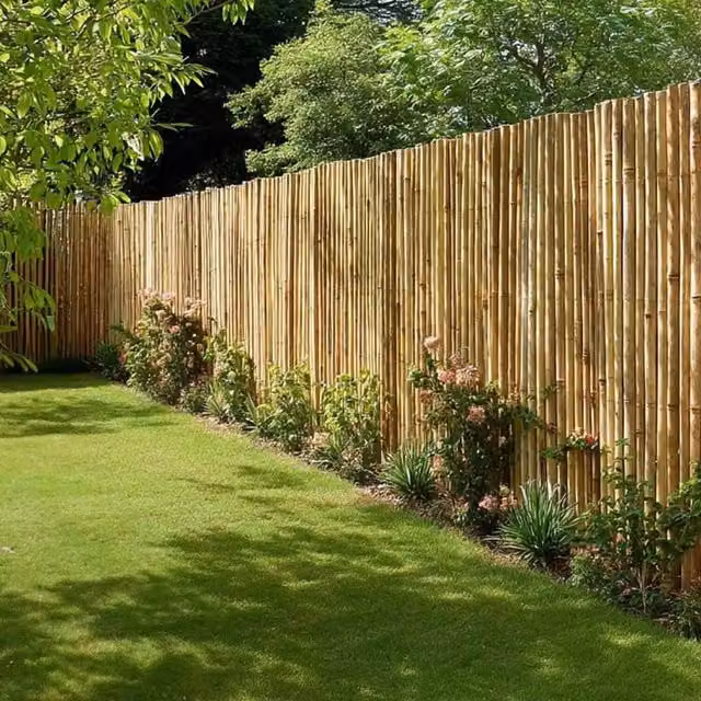 Woven Wood Bamboo Cane Screening Roll in Brown and Beige, Width: 90 cm