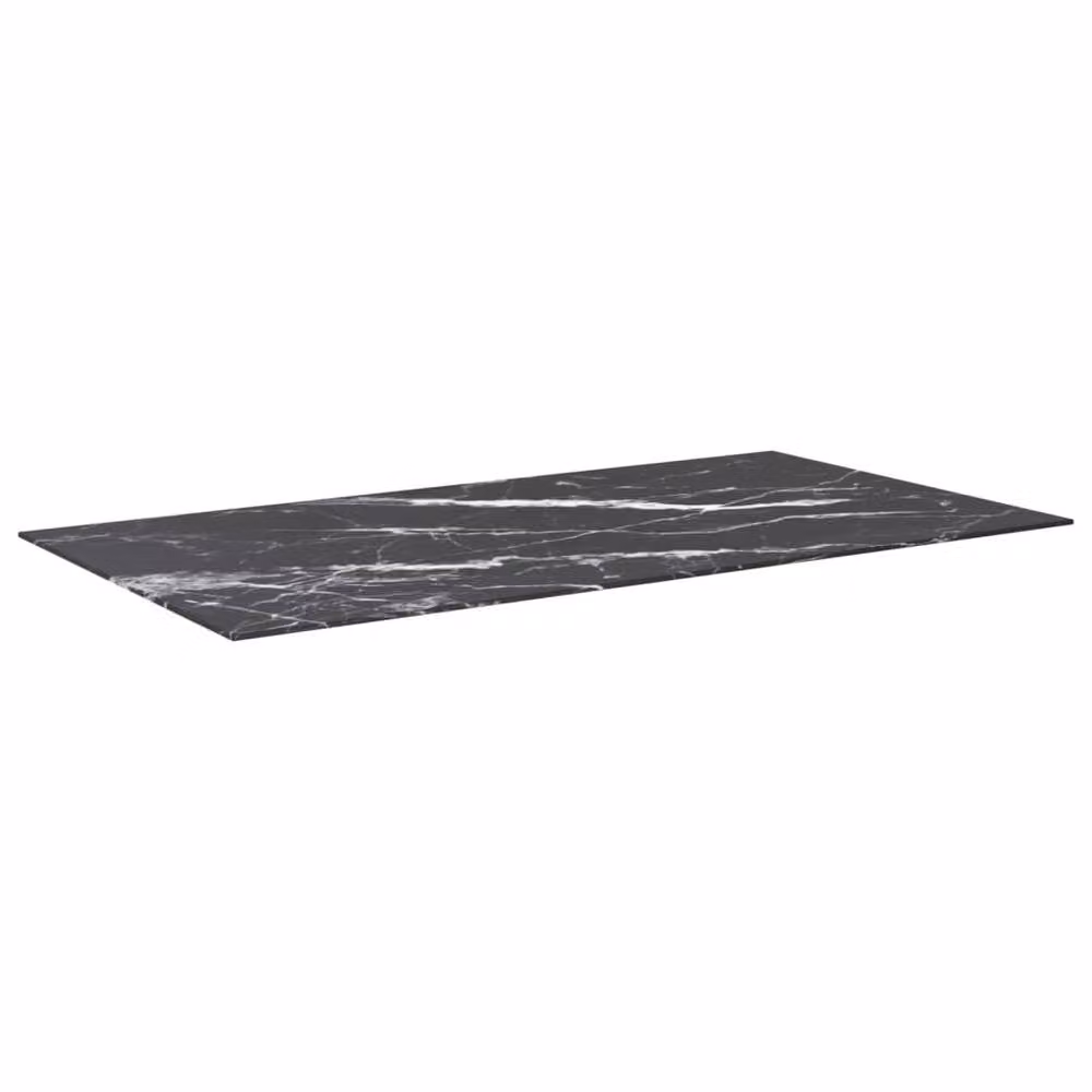 Berkfield Home Table Top Marble Design Black Tempered Glass, W: 120 cm, D: 65 cm – 2