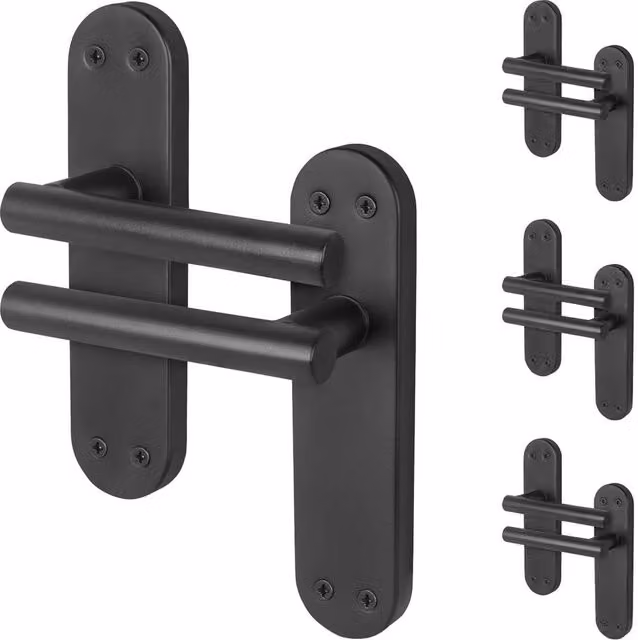 AFIT Black Matt T-Bar Door Handles with Long Backplate, 4 Pairs, W/D/H: 150 x 100 x 17.5 mm – 1
