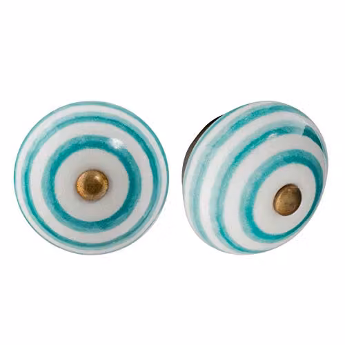 Nicola Spring Polished Ceramic Cabinet Knobs in Turquoise, Pack of 6