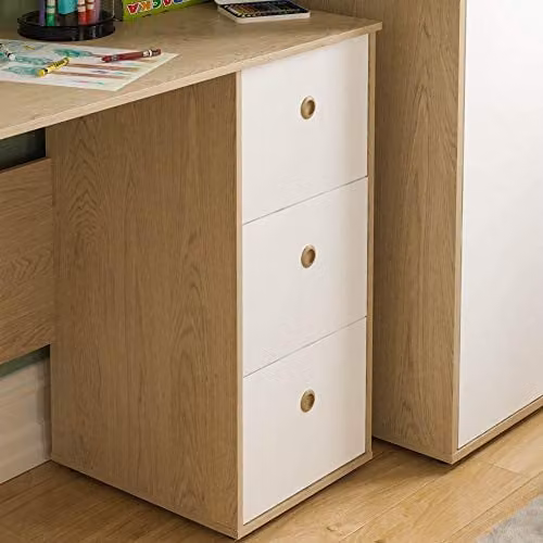Junior Vida Neptune 3 Drawer Desk for Children in White and Oak – 3