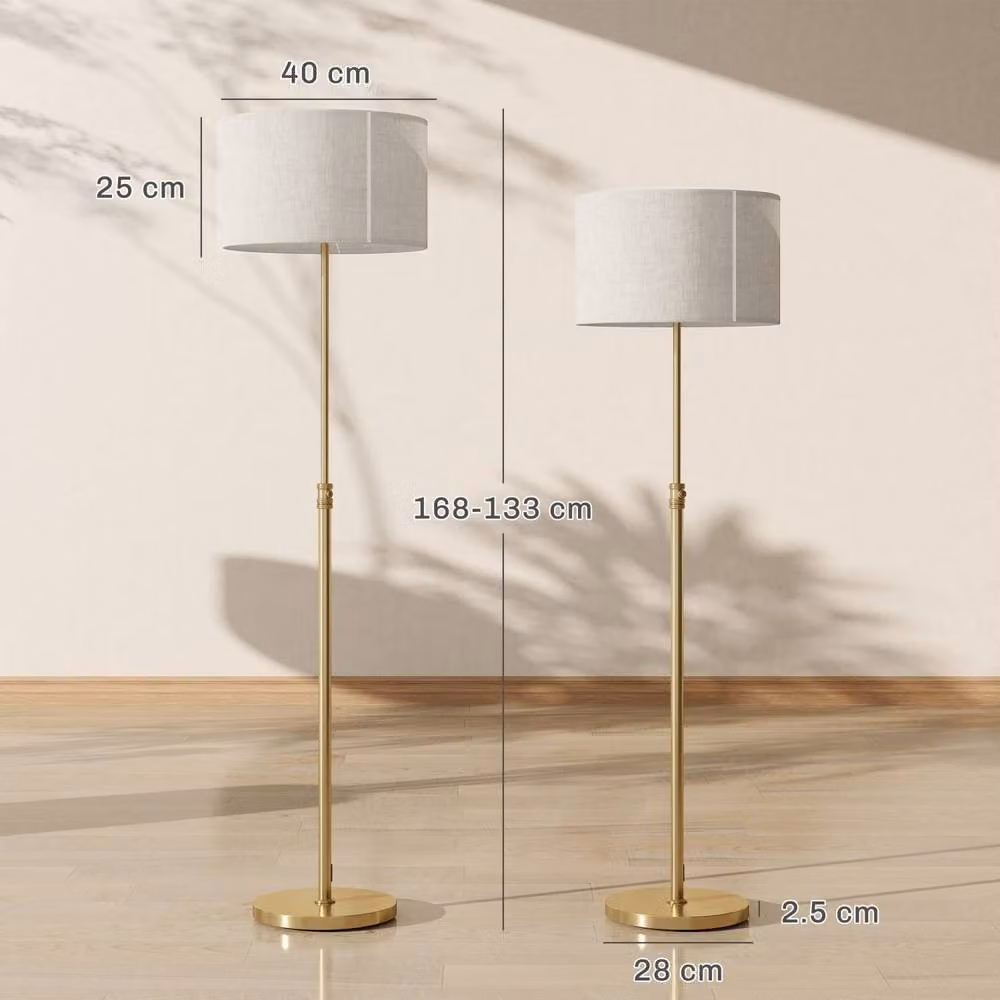 Wyld Haus Mava Adjustable Dimmable LED Floor Lamp in Gold and Beige with Linen Shade, Height: 168 cm – 4