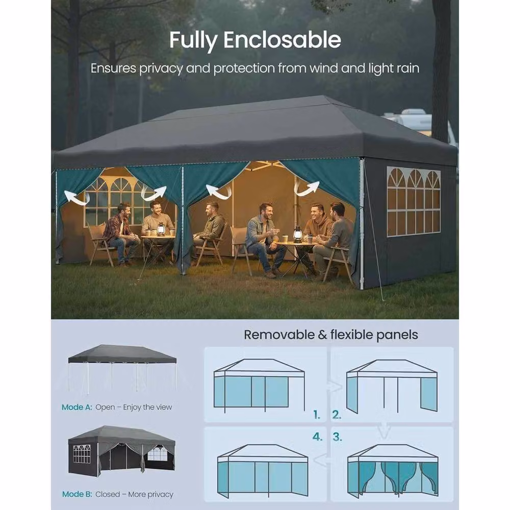 The Bazaarist Heavy Duty Pop Up Gazebo with Side Panels in Dark Grey – 4